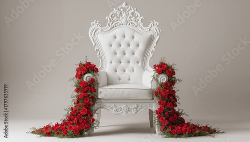 White Throne Adorned With R...