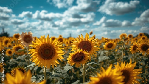 Sunflower field beneath a b...