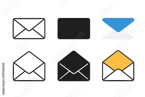 Series of envelopes in various colors and sizes. The envelopes are arranged in a row, with some being larger than others. The different colors and sizes of the envelopes create a sense of variety