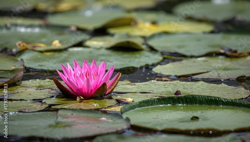 Red Pink Water Lily, a vibr...