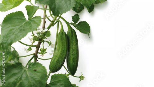 Cucumbers developing on a v...