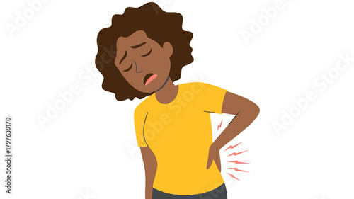 Woman with back pain illustration of discomfort health problem concept
