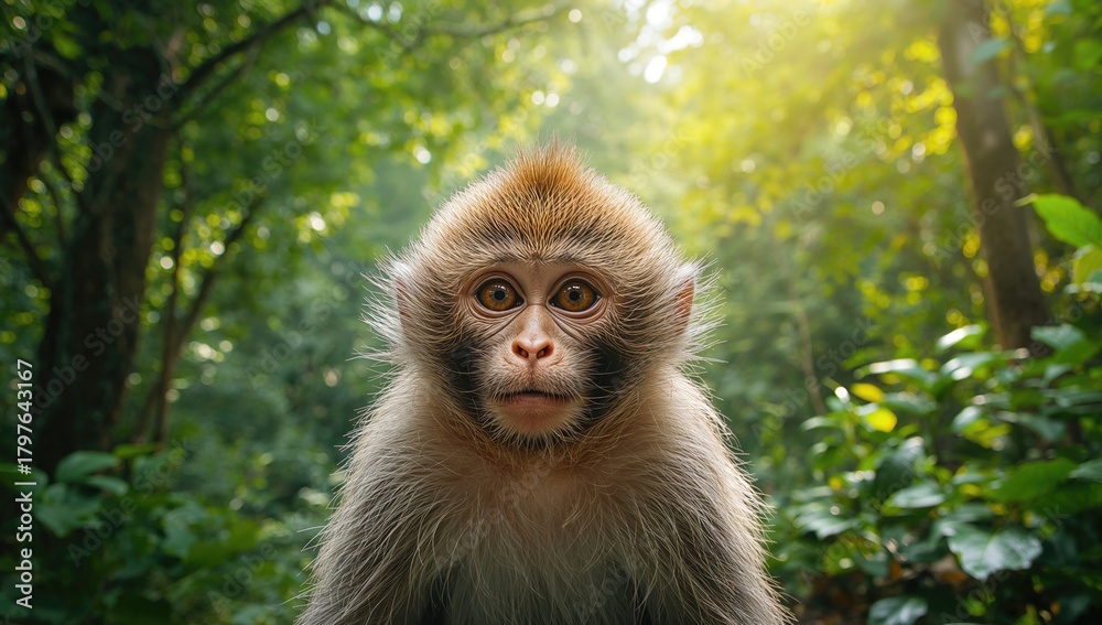 Obraz premium Monkey in a natural habitat, displaying playful behavior, focus on wildlife conservation