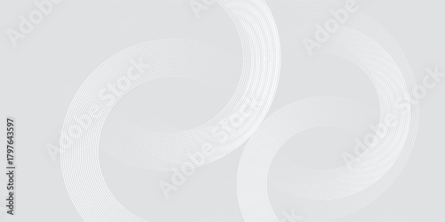 Abstract white glowing geometric lines on gray background. Modern shiny blue circle lines pattern. Futuristic technology concept. vector 10.