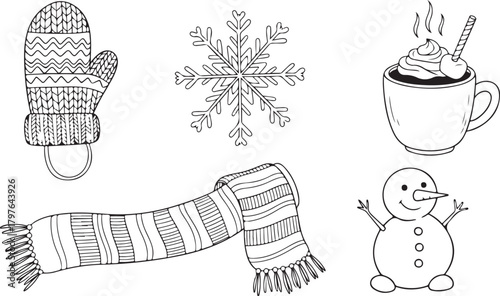 Cozy Winter Essentials and Holiday Cheer Illustration Set