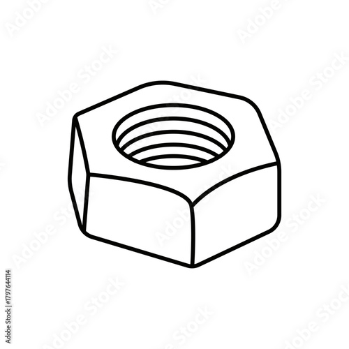 Illustration of a hexagonal nut for mechanical assembly