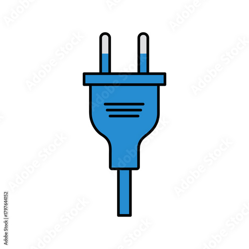 Illustration of a blue electrical plug for power connection