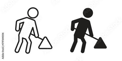 Construction icons set isolated on white background flat vector illustration.