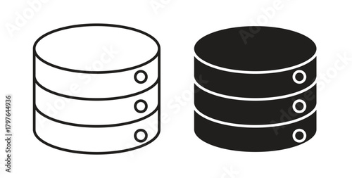 Database icons set isolated on white background flat vector illustration.