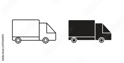 Delivery van icons set isolated on white background flat vector illustration.