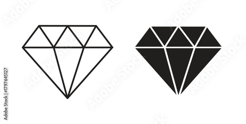 Diamond icons set isolated on white background flat vector illustration.