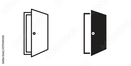 Door icons set isolated on white background flat vector illustration.