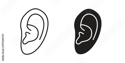 Ear icons set isolated on white background flat vector illustration.