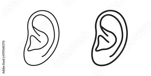 Ear icons set isolated on white background flat vector illustration.