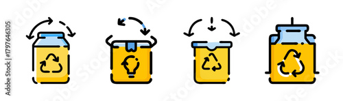 Recycling and waste management icons for sustainable environment
