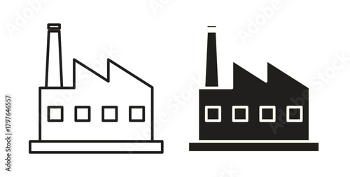 Factory icons set isolated on white background flat vector illustration.