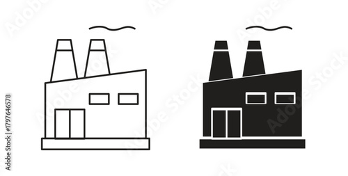Factory icons set isolated on white background flat vector illustration.