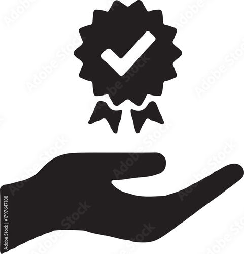 Quality assurance satisfaction guarantee line icons vector
