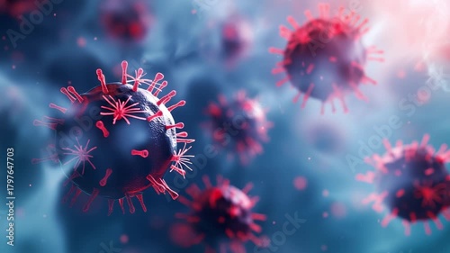 Coronavirus covid 19 cells floating inside body