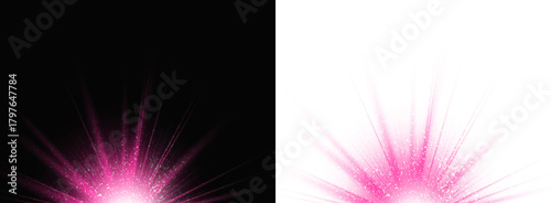 Vibrant pink sparkling light burst and starburst explosion effect