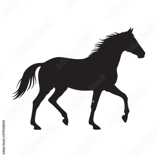 Trotting Horse Silhouette Vector Graphic Design