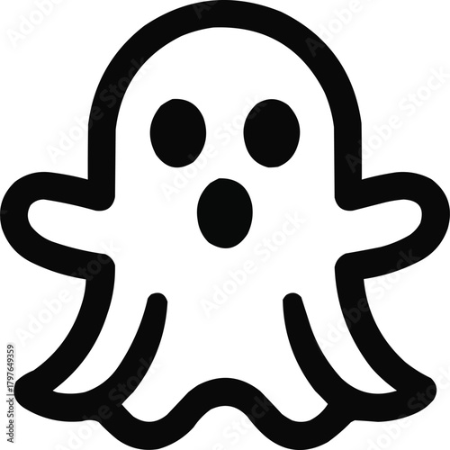 Spooky Ghost Icon Minimal Halloween Illustration for Stickers and Decor