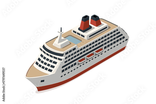 Isometric luxury ocean liner cruise ship for international sea travel
