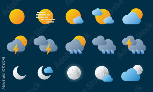 Assortment of nine twocolor gradient color palettes showcased on a