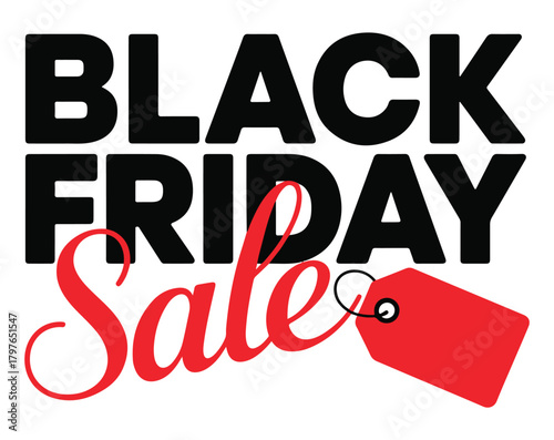 Black Friday sale promotion with a red tag for advertising and marketing campaigns