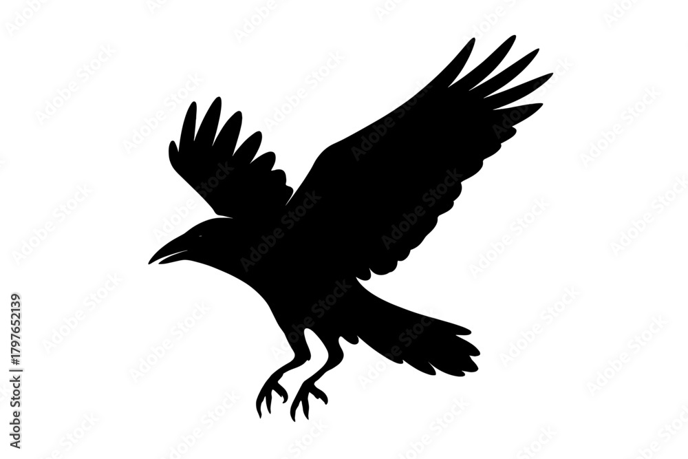 Obraz premium Striking black silhouette of a large bird in flight with wings spread and talons ready