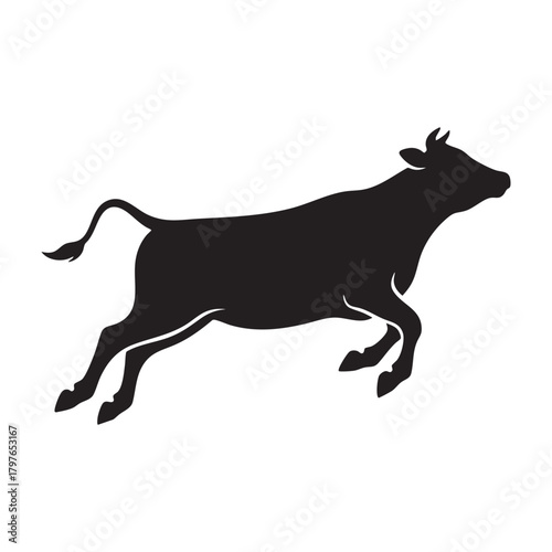 Jumping Cow Playful Silhouette Vector Graphic