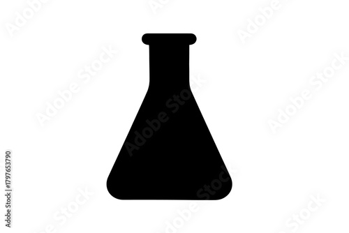 Conical laboratory flask silhouette icon for chemical experiments and scientific research