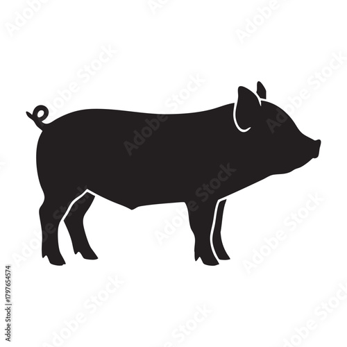 Small Baby Piglet Standing Silhouette Vector Icon
