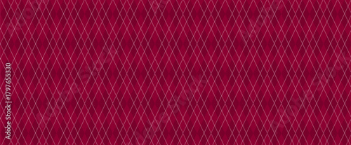 Dark Red Argyle Vector Pattern. Christmas Background. Harlequin Textile Print. Blood Red Diamonds with Gold Accent Lines. Seamless Pattern Tile.