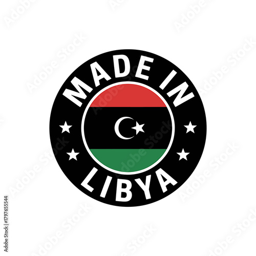 Made in libya stamp with national flag for product origin label