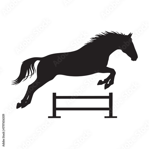 Jumping Horse Silhouette Vector Icon Illustration