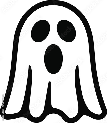Spooky Ghost Icon Minimal Halloween Illustration for Stickers and Decor