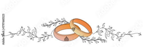Wedding ring line art vector illustration