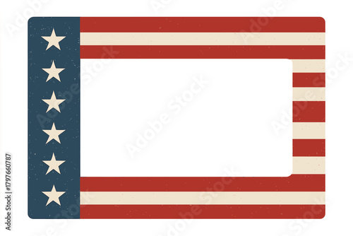 Vintage American flag border frame with grunge texture and copy space for patriotic events