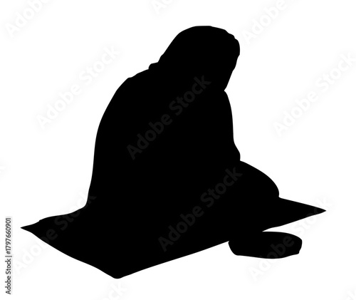 Vector Drawing. Girl askng for Alms