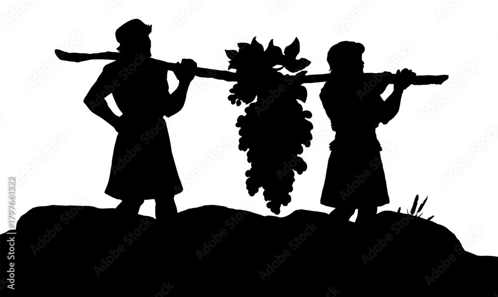 Naklejka premium Vector drawing. Two men bear a grape.