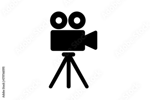 Classic movie camera on a tripod symbolizing film production and video recording equipment