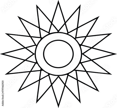 Abstract geometric design of a changing sun with rotating beams