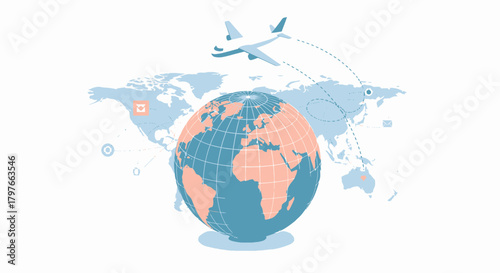 Global Delivery Network With Plane And World Map Communication