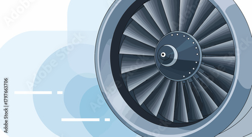 Jet Engine Illustration With Motion Graphics On Abstract Background