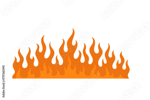 Classic hot rod style burning fire flames graphic element isolated on white