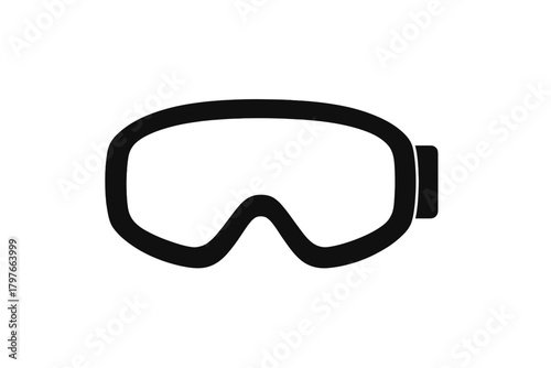 Black and white outline symbol of protective eyewear for skiing and snowboarding
