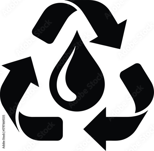 Used oil recycling symbol for environmental protection