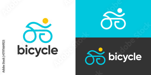 Creative simple bicycle logo template. Bike logo, cycling sport logo design vector illustration.