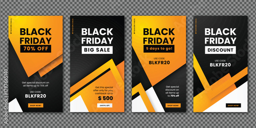 gradient black friday instagram stories set vector design illustration